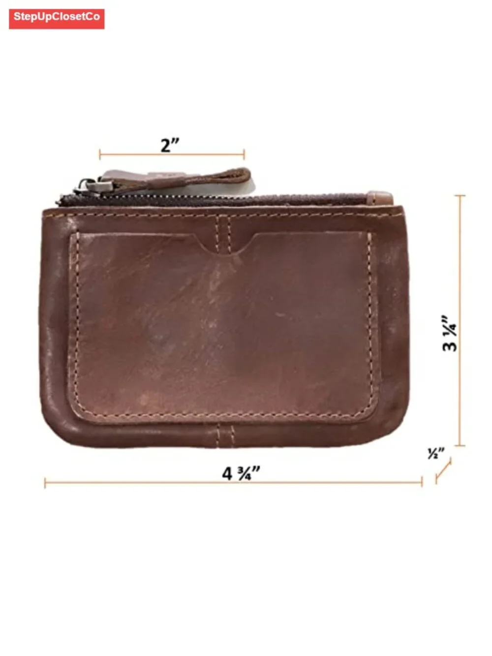 Genuine Leather Coin Purse Pouch Wallet with Zipper Handle